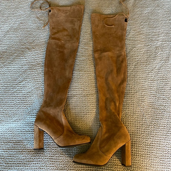 Stuart Weitzman Women’s Highland Boot in Taupe Suede Size 7.5 Over the Knee Boot - Picture 2 of 14